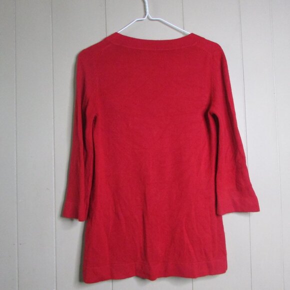 Carolyn Taylor Cardigan Sweater S 3/4 Sleeve Pockets Big Buttons Red - Picture 10 of 12